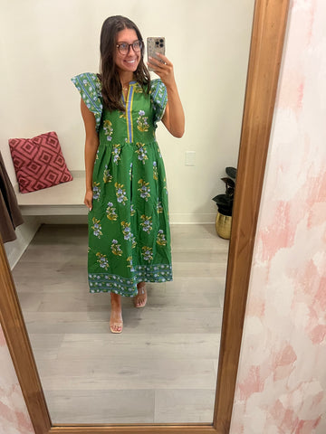 Feeling Floral Green Midi Dress