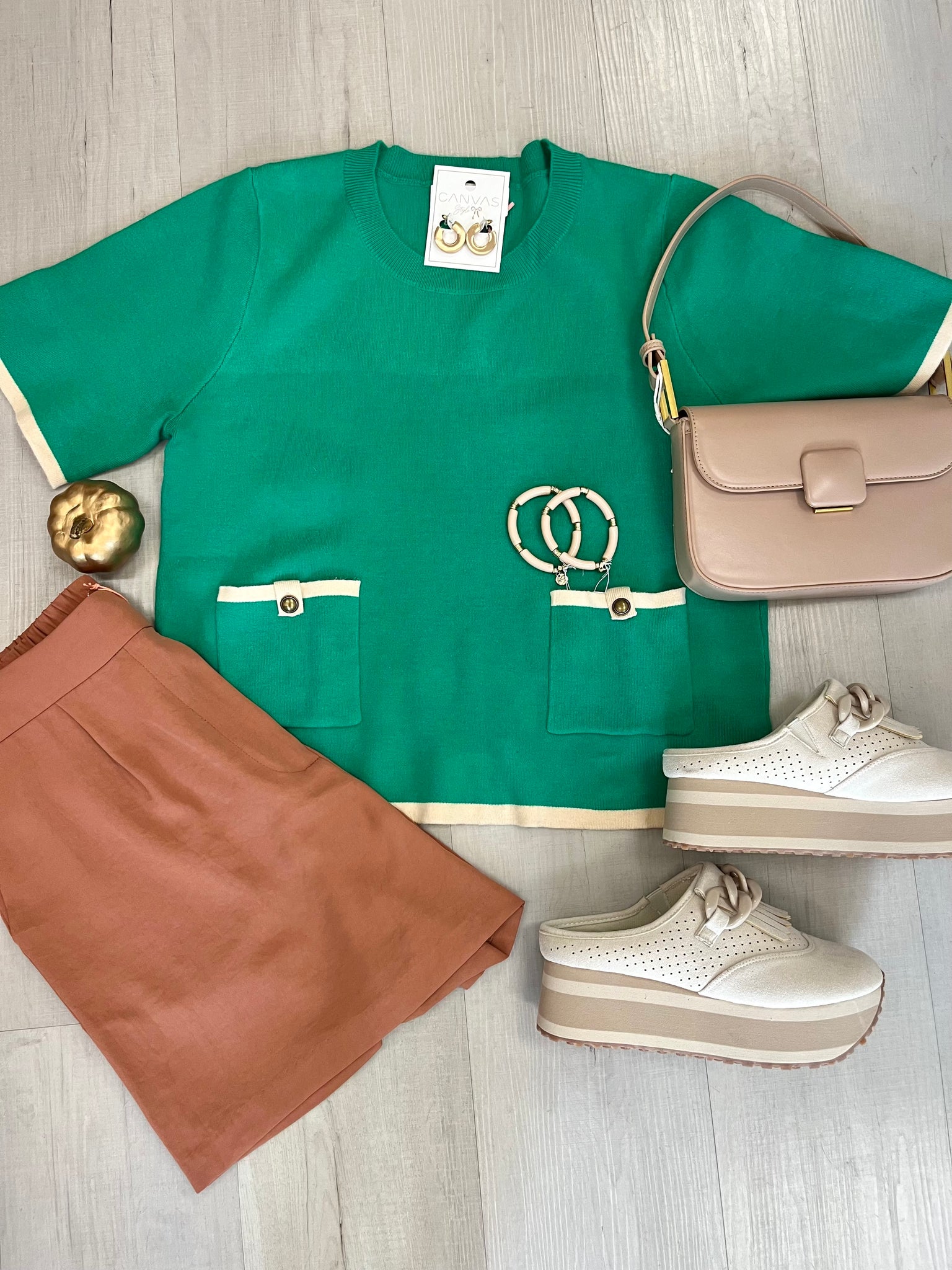 Ryan SS Two Pocket Top Green