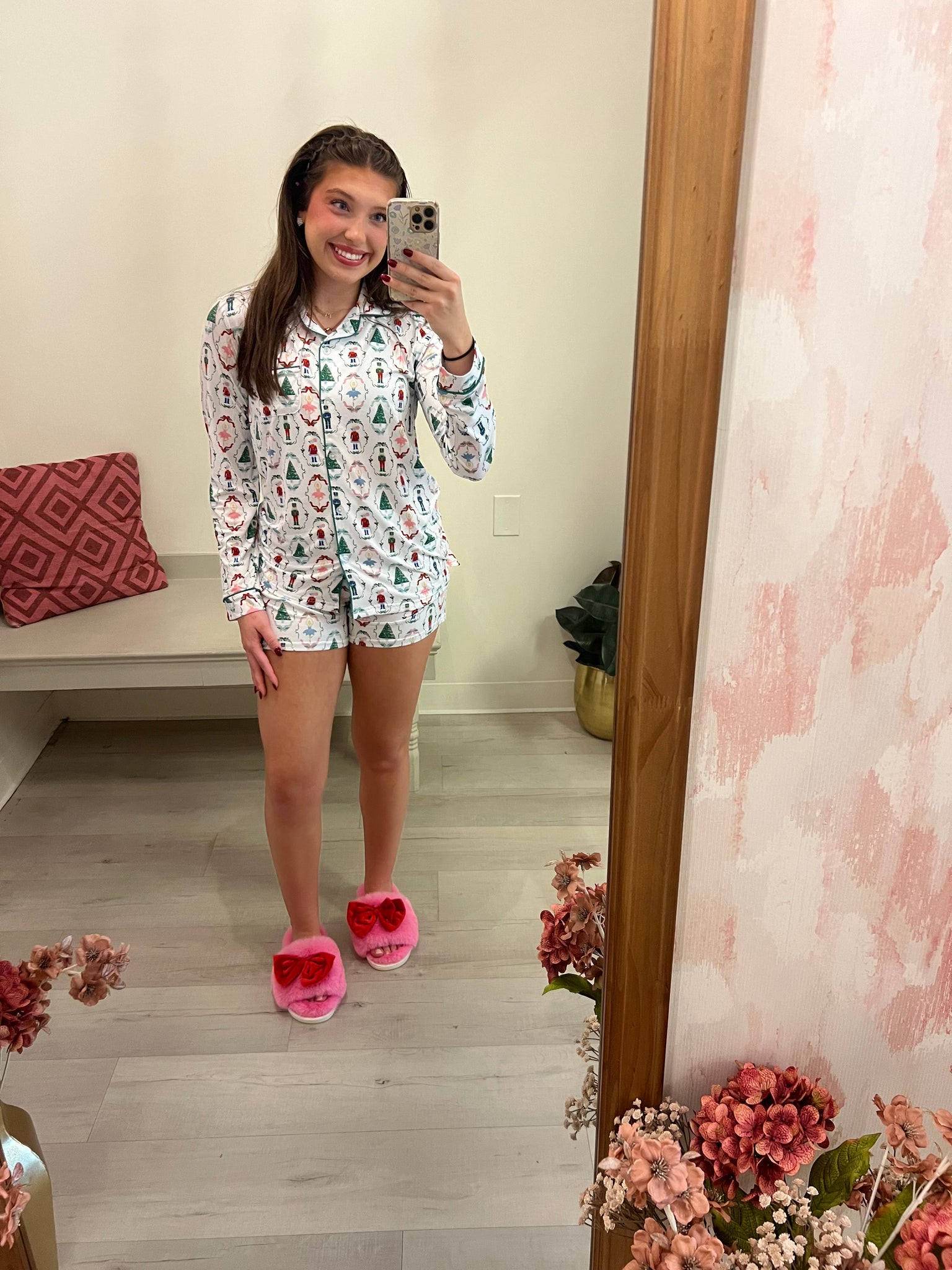 Noelle Bow Slippers L/XL