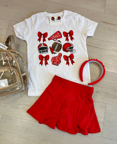 Red Football and Bows Tee KIDS