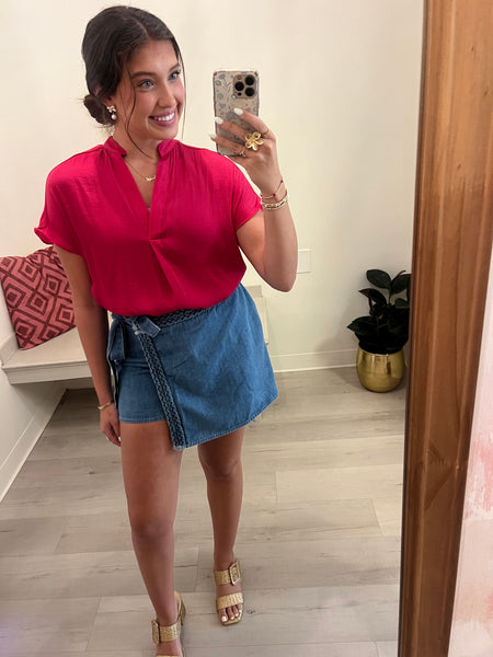 Madie Drop Sholder Blouse Pink