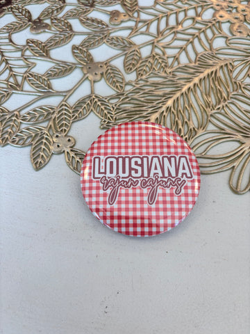 LA Rajun Cajun Red & Wht Button