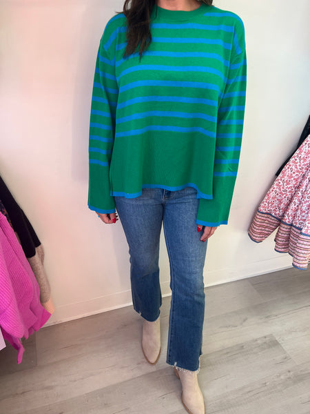 Green and Blue Striped Sweater