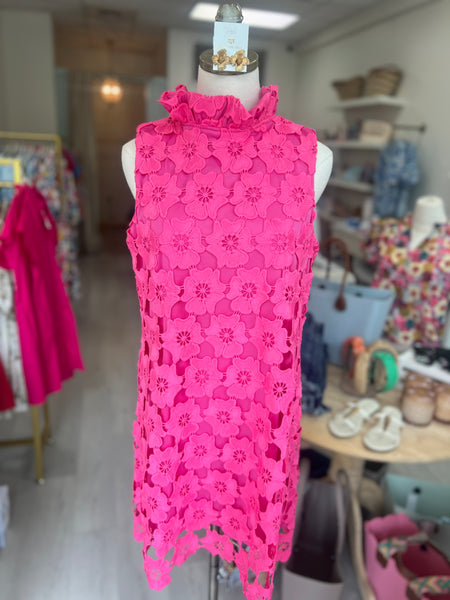 Anna Floral Overlay Dress-Pink