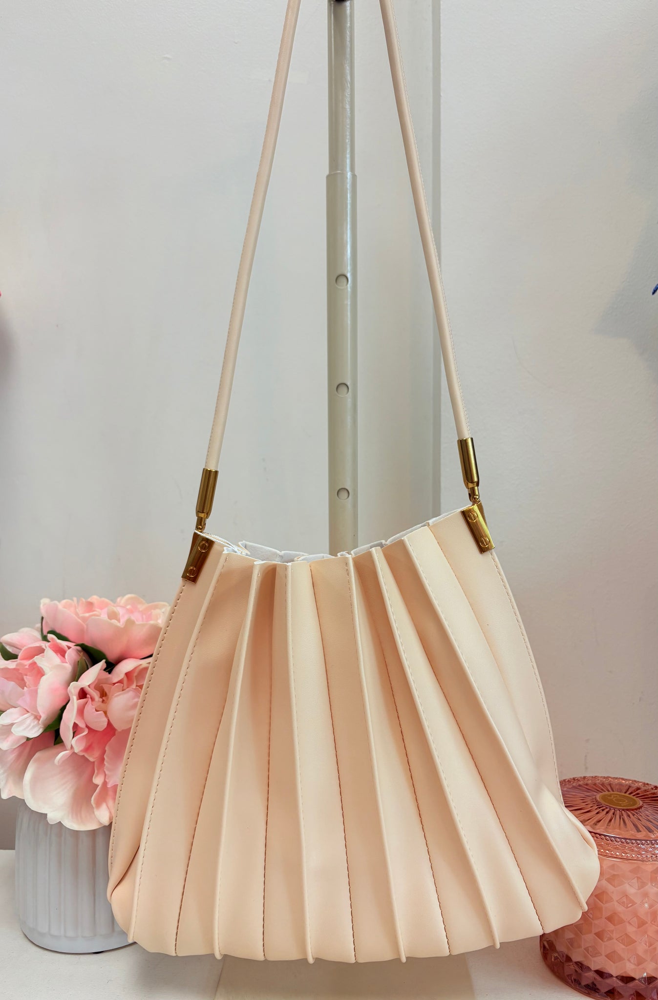 Carrie Pleated Purse Ivory