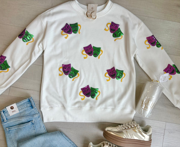 Sequin MG Mask Sweatshirt White
