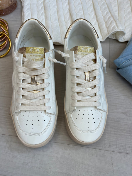 White Sneakers w/ Gold Detail