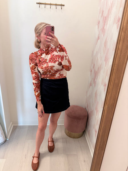 Sadie Mesh LS Floral Top