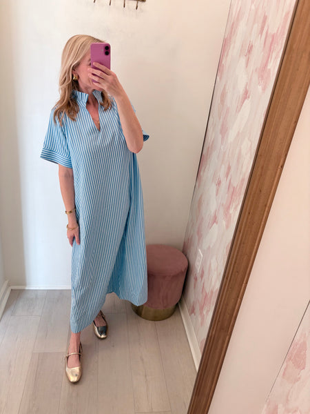 Erin Striped Collared Midi Dress
