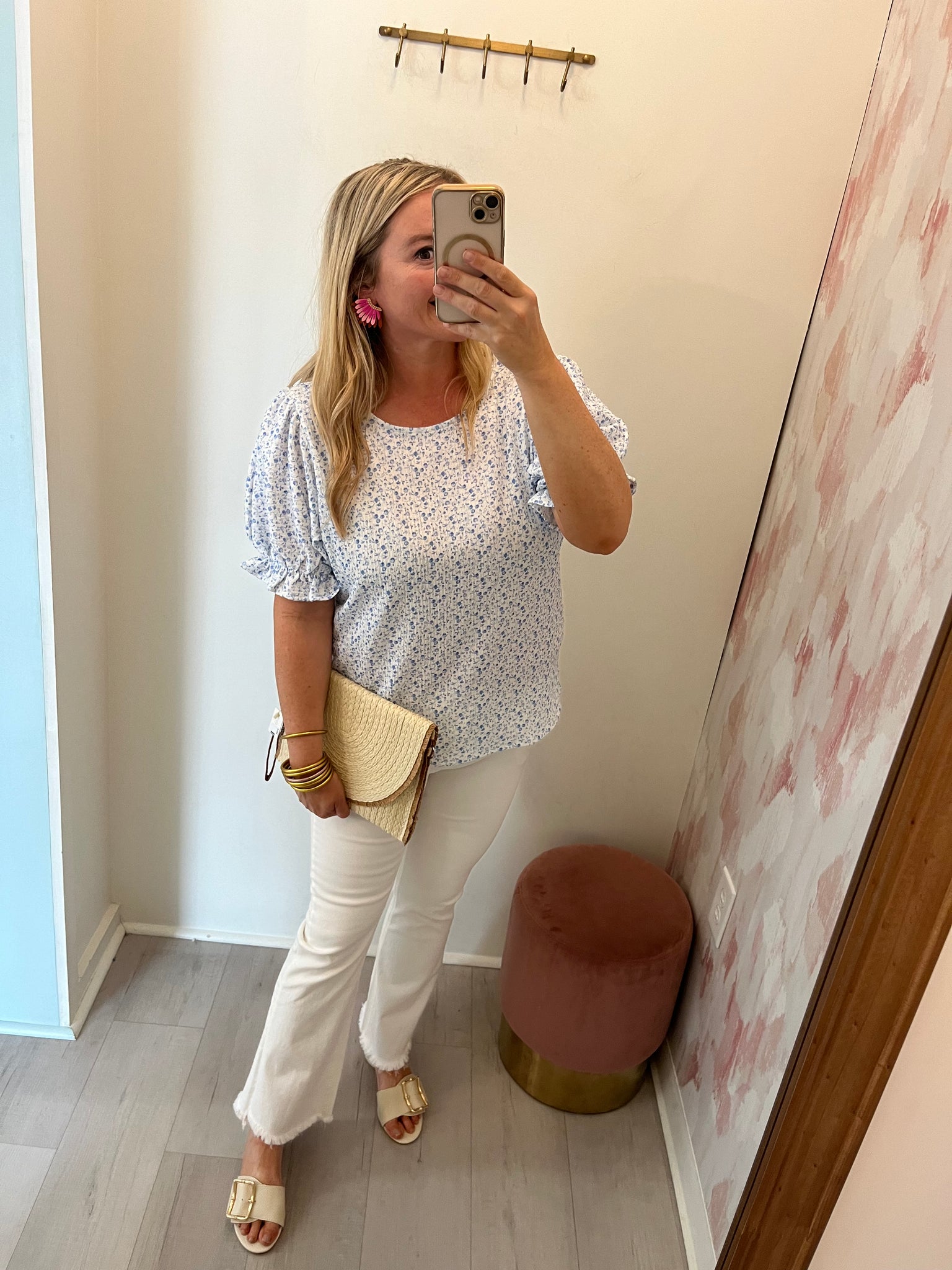 White Raw Hem Slim Flare Jean