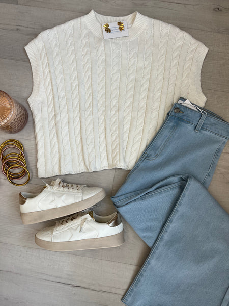 White Sneakers w/ Gold Detail