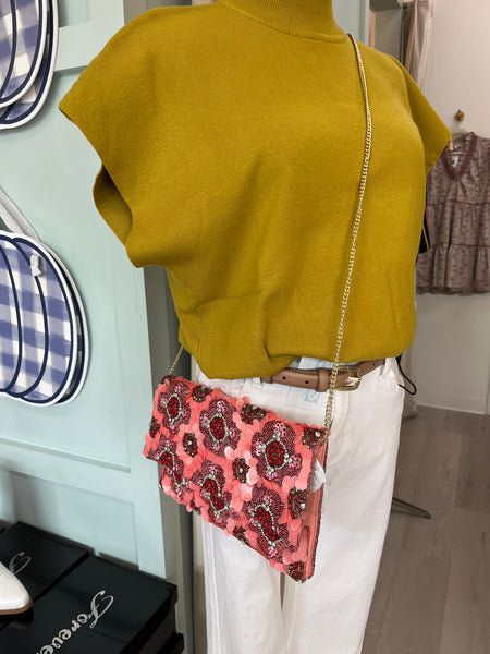 Knit Mock Neck SS Top Pistachio