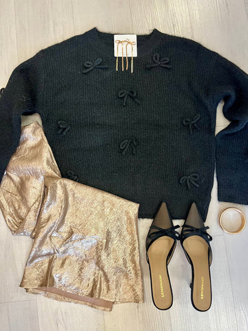 Black Sweater W/ Bow Details