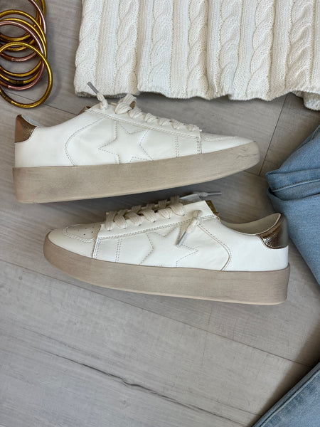 White Sneakers w/ Gold Detail