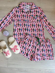 LS Nutcrcker PJs Short Set Pink