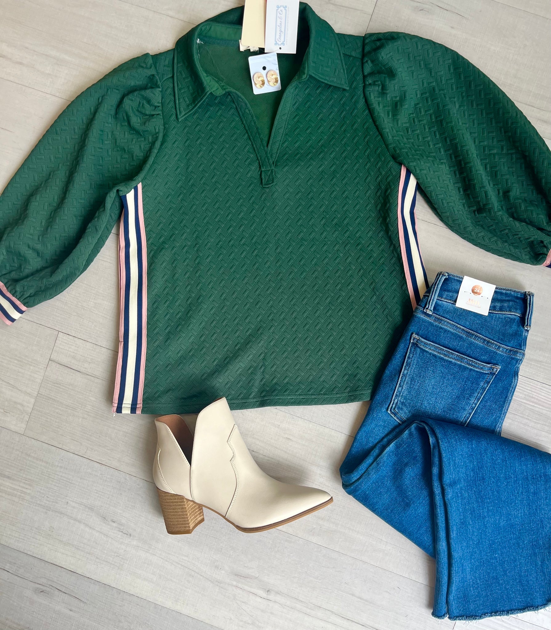 Textured Preppy Side Zip Top