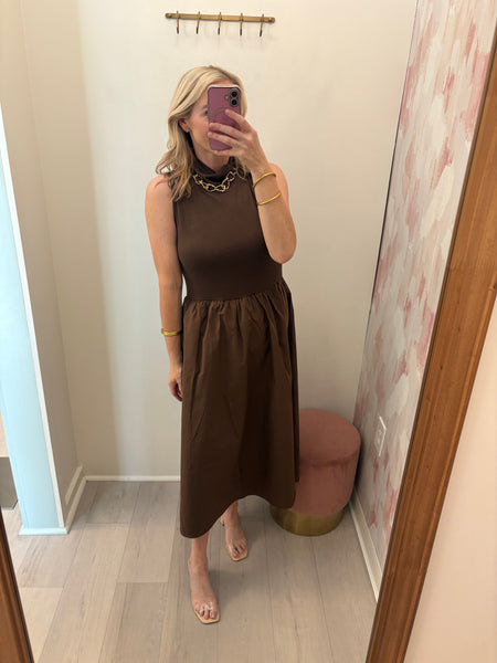 Ellie Mock Neck Midi Chocolate