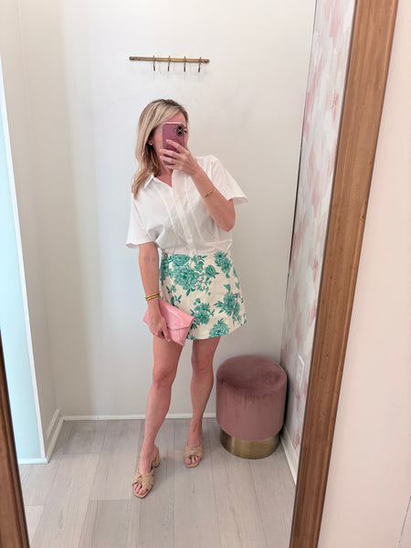 Floral Print Skort Green