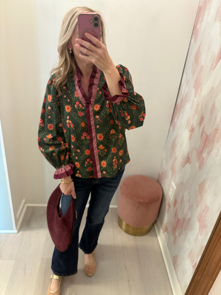 Suede Handbag Burgundy