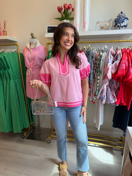 Pink Colorblock Blouse