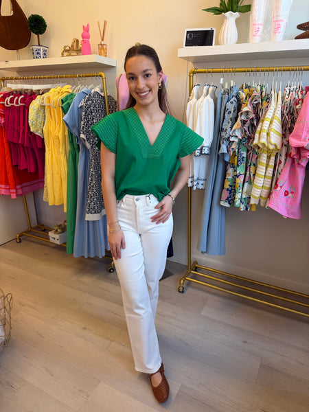 Libby SS VNeck Green Top