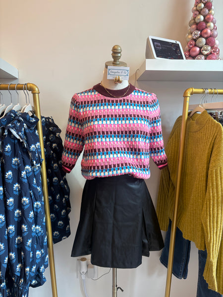 Bailee Striped Sweater Burgundy