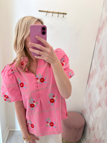 Hyacinth Pink Floral Blouse