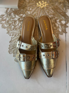 Gold Buckle Flats