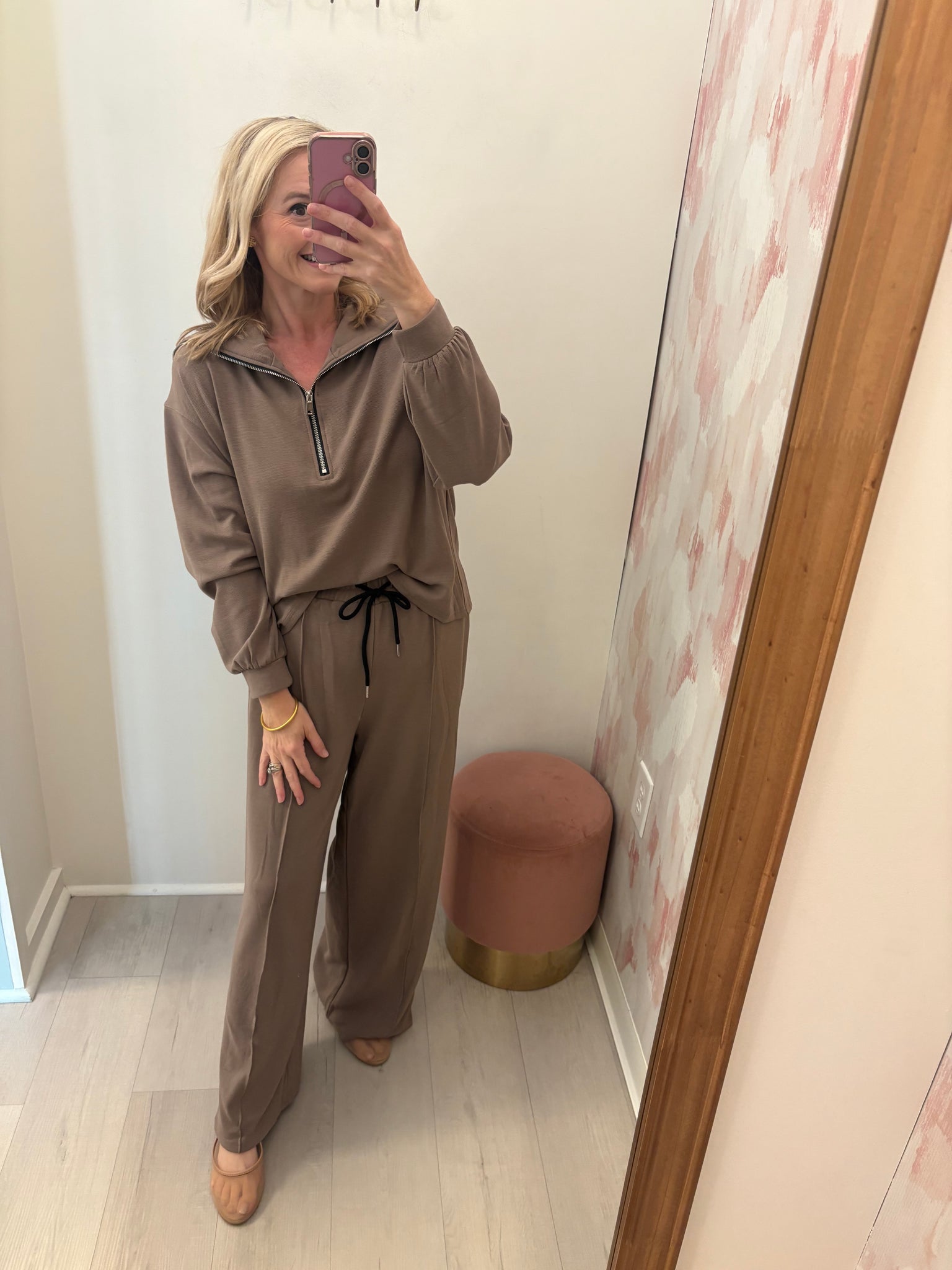 Sailor Zip Front Modal Pant Set Mocha