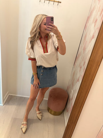 Spiced Maple Colorblock Top