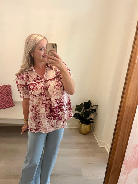 Wine Foliage Ric Rac Blouse