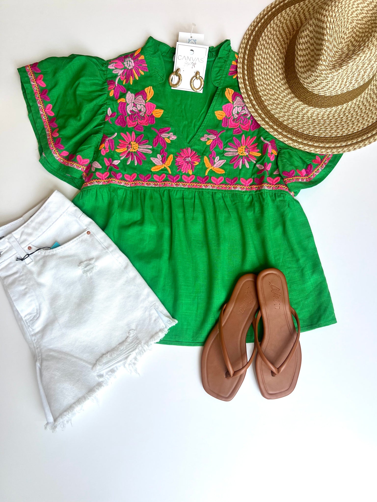 Hailey Embroidered Top Green