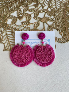 Raffia Circle Earring Pink