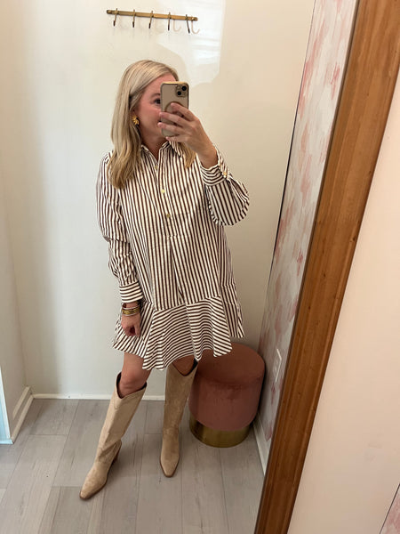 Lovley Striped Rust Dress