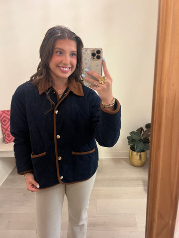 Navy Corduroy Puff Jacket