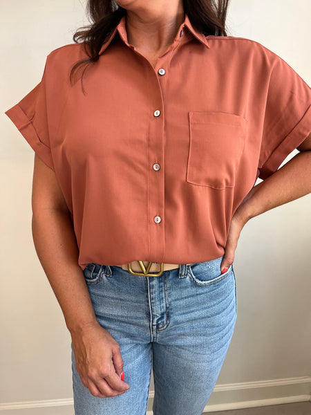 Clay Button Top Blouse