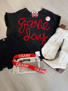 Black and Red Gameday Top