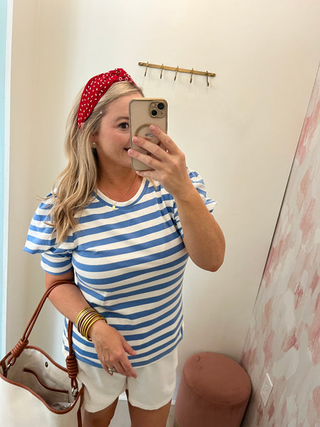 Summer Days Puff Slv Stripe Top