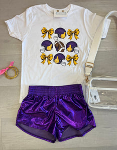 Purple Football and Bows Tee KIDS