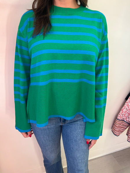 Green and Blue Striped Sweater