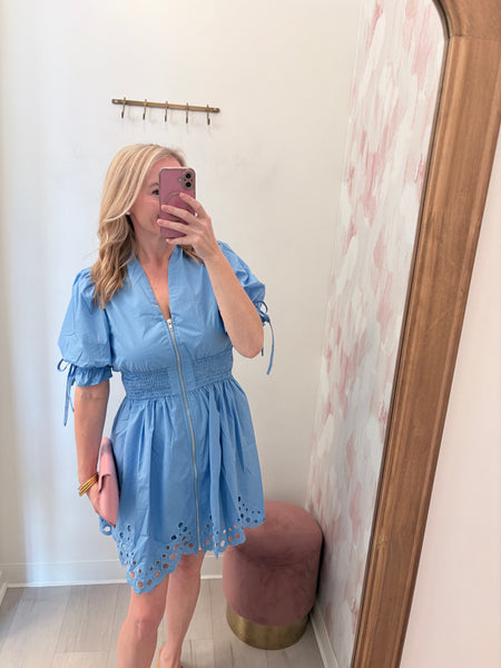 Spring Blue Zip Up Dress