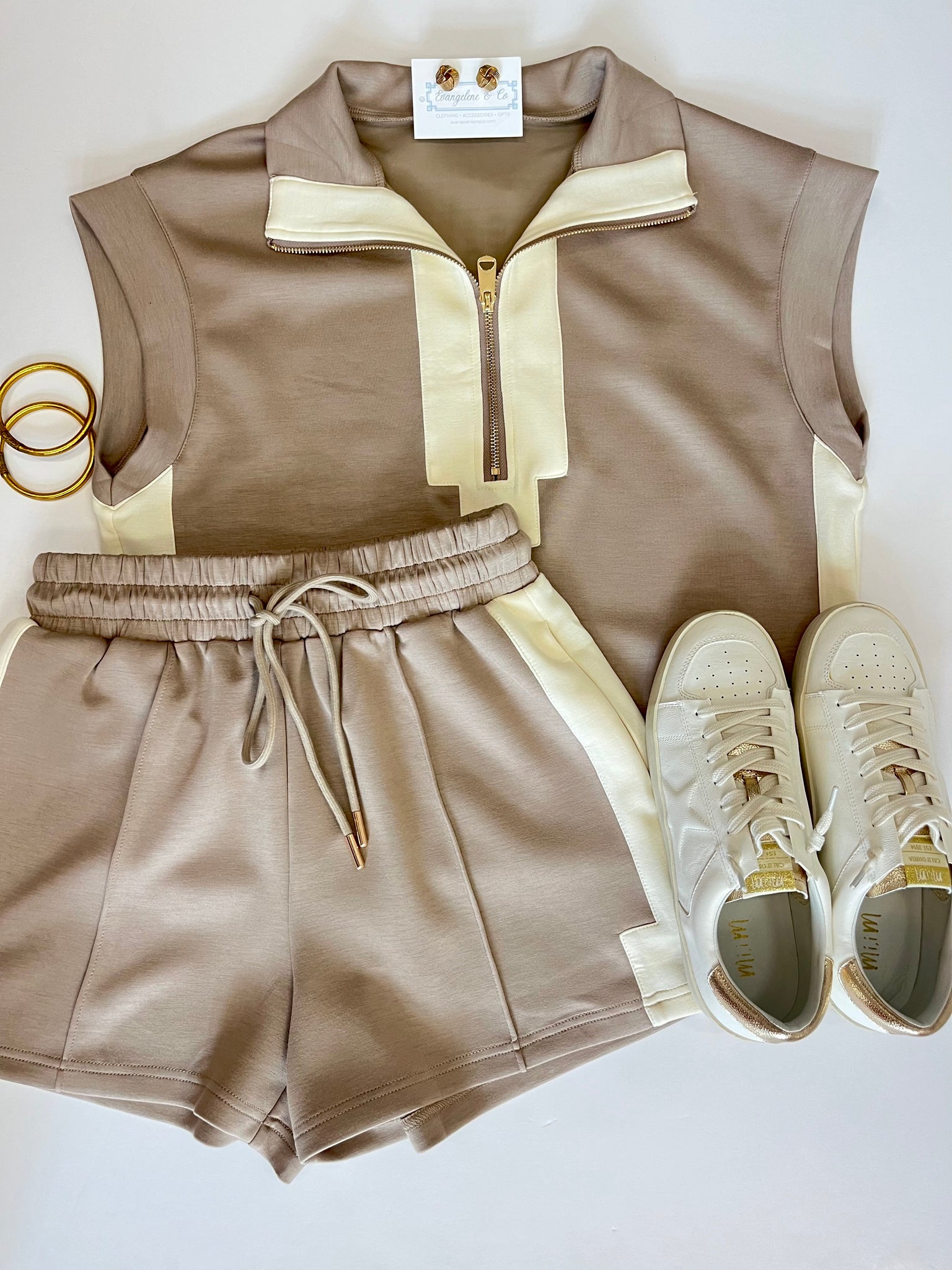 Costal Summer Short Set Taupe