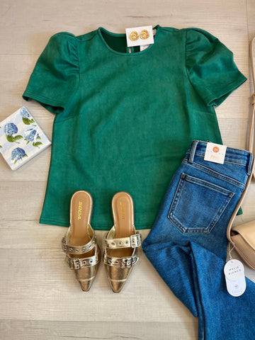 Emerald Green Suede Top