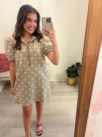 Mocha Knit 3/4 Zip Dress