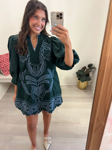 Lexi Embroidered 3/4 Slv Dress Gr