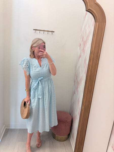 Eyelet Detail Midi Dress