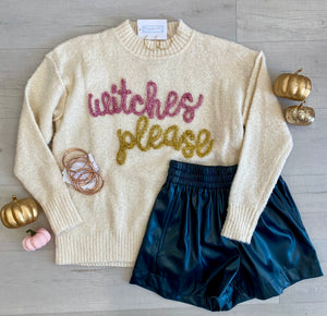 Witches Please Sweater Cream