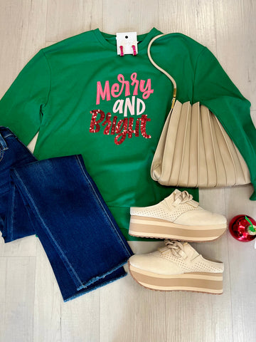 Merry & Bright Sweatshirt Green