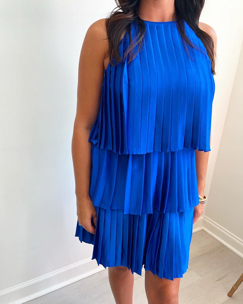 Royal Blue Pleated Dress