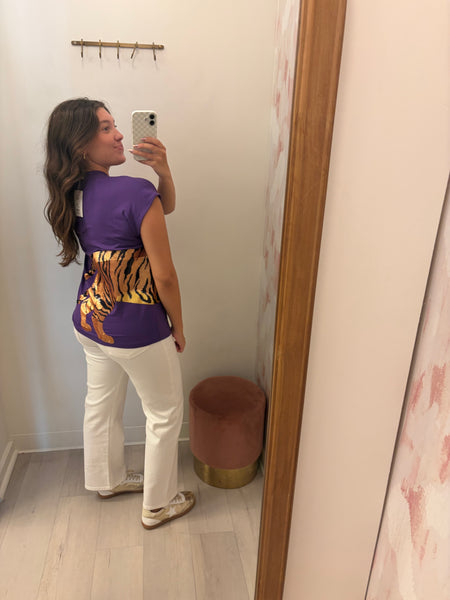 Wrap Around Sequin Tiger Top
